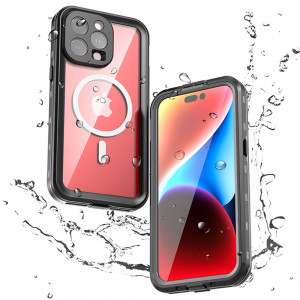 Husa iPhone 15 Pro Max rezistenta la apa, Waterproof IP68, ShellBox - Negru