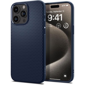 Husa iPhone 17 flexibila, Spigen Liquid Air, Bleumarin