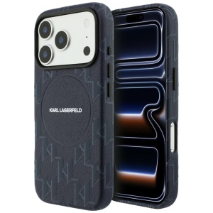 Husa iPhone 17 Pro - Karl Lagerfeld Leather KL Monogram Logo MagSafe (KLHMP17L5PGKLMCB) - Blue