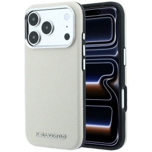 Husa iPhone 18 Pro Max / iPhone 17 Pro Max - Karl Lagerfeld HC MagSafe Grained Leather Elongated Logo (KLHMP18XPSWGKLE) - Beige