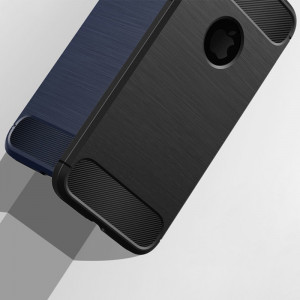 Husa iPhone SE 2, SE 2020 din silicon, Slim, cu textura Fibra Carbon - Negru - Img 6