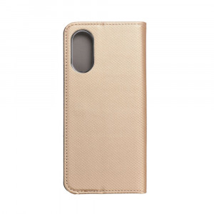 Husa Oppo A17 tip carte, Buzunar interior, Antisoc, Smart Case Book, Auriu - Img 2