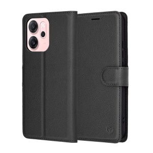 Husa Oppo Reno14 F tip Carte, cu Portofel Interior, Finisaje Premium, set cu sticker, Leather Folio, Negru