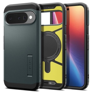 Husa pentru Google Pixel 10 / 10 Pro, Antisoc, Spigen Tough Armor MagSafe, Verde