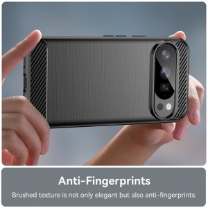 Husa pentru Google Pixel 10 / Pixel 10 Pro, SKYDDAR INNOVATION, Carbon Silicone, din Silicon Premium, Slim, cu textura Fibra Carbon, Negru, set cu sticker  - Img 6