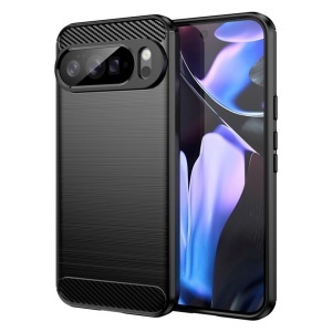 Husa pentru Google Pixel 10 Pro XL, SKYDDAR INNOVATION, Carbon Silicone, din Silicon Premium, Slim, cu textura Fibra Carbon, Negru, set cu sticker
