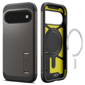 Husa pentru Google Pixel 11, Antisoc, Spigen Tough Armor MagSafe, Cenusiu