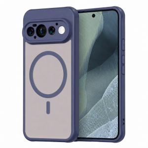 Husa pentru Google Pixel 11 Pro Finisaje Premium, Antisoc, Magsafe, set cu sticker, HaloFrost MagSafe II, Bleumarin
