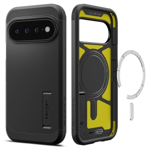 Husa pentru Google Pixel 11 Pro XL, Antisoc, Spigen Tough Armor MagSafe, Negru