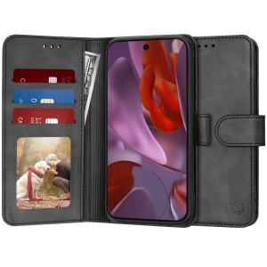 Husa pentru Google Pixel 9a, SKYDDAR INNOVATION, Diary Book, tip carte, cu Portofel Interior, Antisoc, Negru, set cu sticker