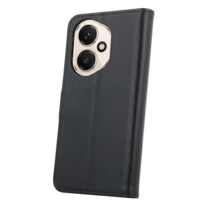 Husa pentru Honor 400, Tip Carte, Piele Ecologica, Inchidere Magnetica, 3 Sloturi Card, set cu sticker, Smart Classic, Negru mat