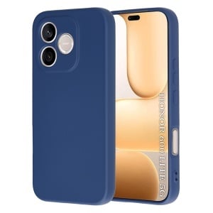 Husa pentru Honor 600 Lite din Silicon Catifelat, Antisoc, set cu sticker, SoftElegance, Bleumarin