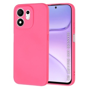 Husa pentru Honor 600 Smart din Silicon Catifelat, Antisoc, set cu sticker, SoftElegance, Fucsia