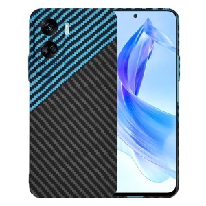 Husa pentru Honor 90 Lite, SKYDDAR INNOVATION, textura carbon, Carbonite FiberShell, set cu sticker, Bleu,