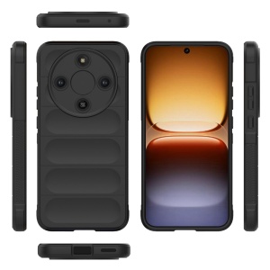 Husa pentru Honor Magic8 Lite, SKYDDAR INNOVATION, Magic Shield, din Silicon Mat, set cu sticker, Negru - Img 5