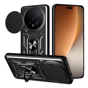 Husa pentru Honor Magic8 Pro, SKYDDAR INNOVATION, CamShield, Inel magnetic, set cu sticker, Negru