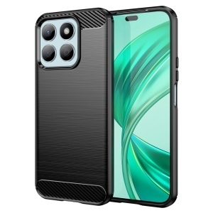Husa pentru Honor X8b, , din Silicon Slim, cu textura Fibra Carbon, Skyddar Carbon Silicone, set cu sticker, Negru