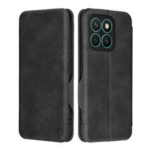 Husa pentru Honor X8c, SKYDDAR INNOVATION, Pocket Safe, tip carte din Piele Ecologica, Suport Carduri, Inchidere Magnetica, set cu sticker, Negru
