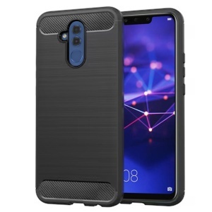 Husa pentru Huawei Mate 20 Lite, SKYDDAR INNOVATION, Carbon Silicone, din Silicon Slim, cu textura Fibra Carbon, set cu sticker, Negru