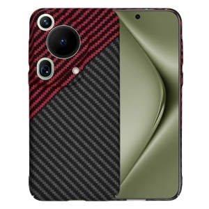 Husa pentru Huawei Pura 70 Ultra, SKYDDAR INNOVATION, textura carbon, Carbonite FiberShell, set cu sticker, Rosu inchis,