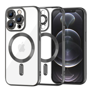 Husa pentru iPhone 12 Pro, SKYDDAR INNOVATION, Luxury Shield Magsafe, Protectie Antisoc, Negru, set cu sticker