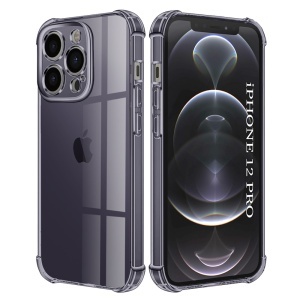 Husa pentru iPhone 12 Pro, SKYDDAR INNOVATION, Shockproof Clear Silicone, Silicon Slim, set cu sticker, Fumuriu