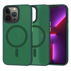 Husa pentru iPhone 13 Pro, SKYDDAR INNOVATION, HaloFrost MagSafe, Antisoc, set cu sticker, Verde inchis