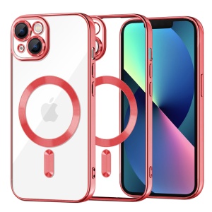 Husa pentru iPhone 13, SKYDDAR INNOVATION, Luxury Shield Magsafe, Protectie Antisoc, Rosu, set cu sticker