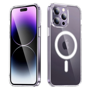 Husa pentru iPhone 14 Pro, SKYDDAR INNOVATION, MagSafe Pro din silicon, set cu sticker, Transparenta
