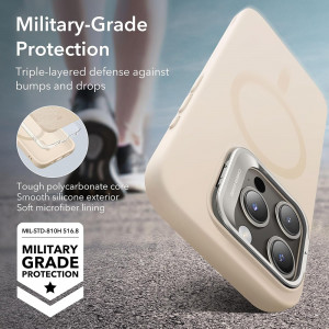 Husa pentru iPhone 15 Pro - ESR ESR - Cloud Soft HaloLock Kickstand - Light Tan - Img 5