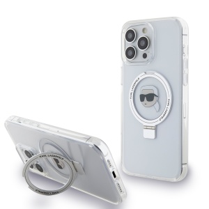 Husa pentru iPhone 15 Pro, Hardcase Ring Stand MagSafe, Karl Lagerfeld - Alb