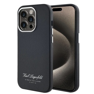 Husa pentru iPhone 15 Pro Max, Hardcase Leather Monogram, Karl Lagerfeld, Mata