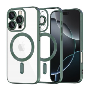 Husa pentru iPhone 16 Pro, SKYDDAR INNOVATION, Luxury Shield Magsafe, Protectie Antisoc, Verde inchis, set cu sticker