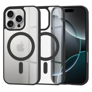 Husa pentru iPhone 16 Pro, SKYDDAR INNOVATION, MagSafe Pro din silicon, set cu sticker, Negru