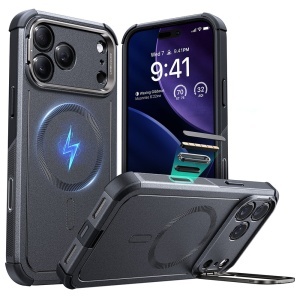 Husa pentru iPhone 17 Pro, ESR Cyber Armor Kickstand, Gri