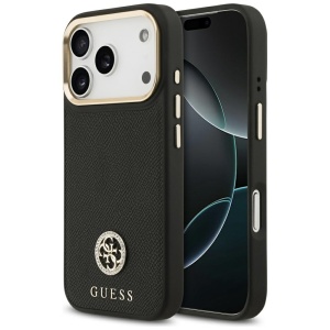 Husa pentru iPhone 17 Pro, Grained Strass Logo MagSafe, Guess, Negru