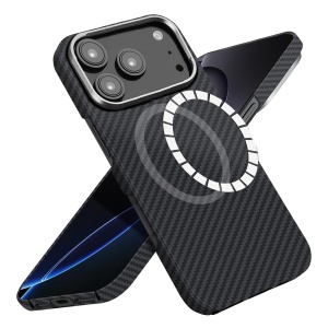 Husa pentru iPhone 17 Pro Max, Antisoc, SKYDDAR INOVATION, Aramid Fibe Magsafe, set cu sticker, Negru