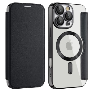 Husa pentru iPhone 17 Pro Max tip carte, SKYDDAR INOVATION, SmartMag Book, Magsafe, RFiD, Suport Carduri, set cu sticker, Negru