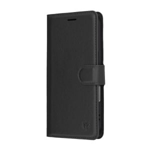 Husa pentru iPhone 17 Pro, SKYDDAR INNOVATION, Leather Folio tip Carte, cu Portofel Interior, Finisaje Premium, set cu sticker, Negru - Img 4