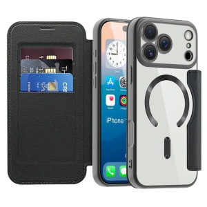 Husa pentru iPhone 17 Pro tip carte, SKYDDAR INOVATION, SmartMag Book, Magsafe, RFiD, Suport Carduri, set cu sticker, Negru - Img 1