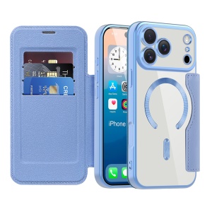 Husa pentru iPhone 17 Pro tip carte, SKYDDAR INOVATION, SmartMag Book, Magsafe, RFiD, Suport Carduri, set cu sticker, Bleu