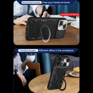 Husa pentru iPhone 17, SKYDDAR INNOVATION, CamGuard Pro, Inel Magnetic, Protectie Camera, set cu sticker, Albastru - Img 6