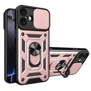 Husa pentru iPhone 17, SKYDDAR INNOVATION, CamShield, Inel magnetic, set cu sticker, Roz
