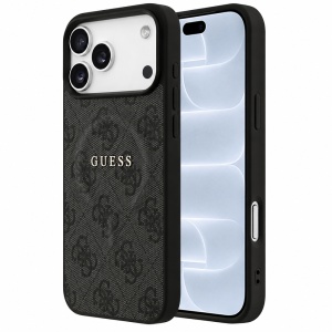 Husa pentru iPhone 18 Pro / iPhone 17 Pro - Guess 4G Embossed Ring Classic Logo MagSafe (GUHMP18LP4MSEGK) - Black