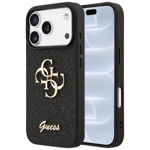 Husa pentru iPhone 18 Pro / iPhone 17 Pro - Guess Fixed Glitter Big 4G - Black
