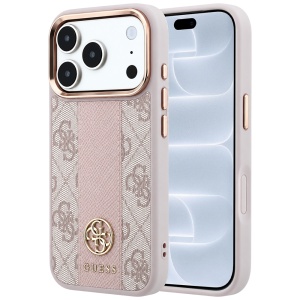 Husa pentru iPhone 18 Pro / iPhone 17 Pro - Guess Leather 4G Stripe Round Classic Logo MagSafe (GUHMP18L6P4G4RCP) - Pink
