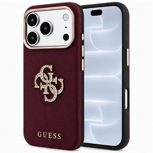 Husa pentru iPhone 18 Pro / iPhone 17 Pro - Guess Smooth Big Strass Logo - Burgundy