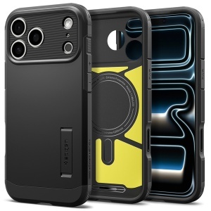Husa pentru iPhone 18 Pro Max / 17 Pro Max, Antisoc, Spigen Tough Armor T MagSafe, Negru