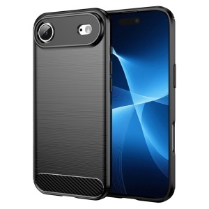 Husa pentru iPhone Air, SKYDDAR INNOVATION, Carbon Silicone, din Silicon Slim, cu textura Fibra Carbon, set cu sticker, Negru