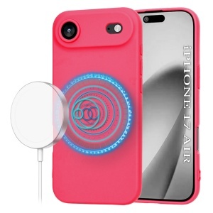 Husa pentru iPhone Air, SKYDDAR INNOVATION, din Silicon Catifelat, SoftFlex Magsafe, set cu sticker, Fucsia